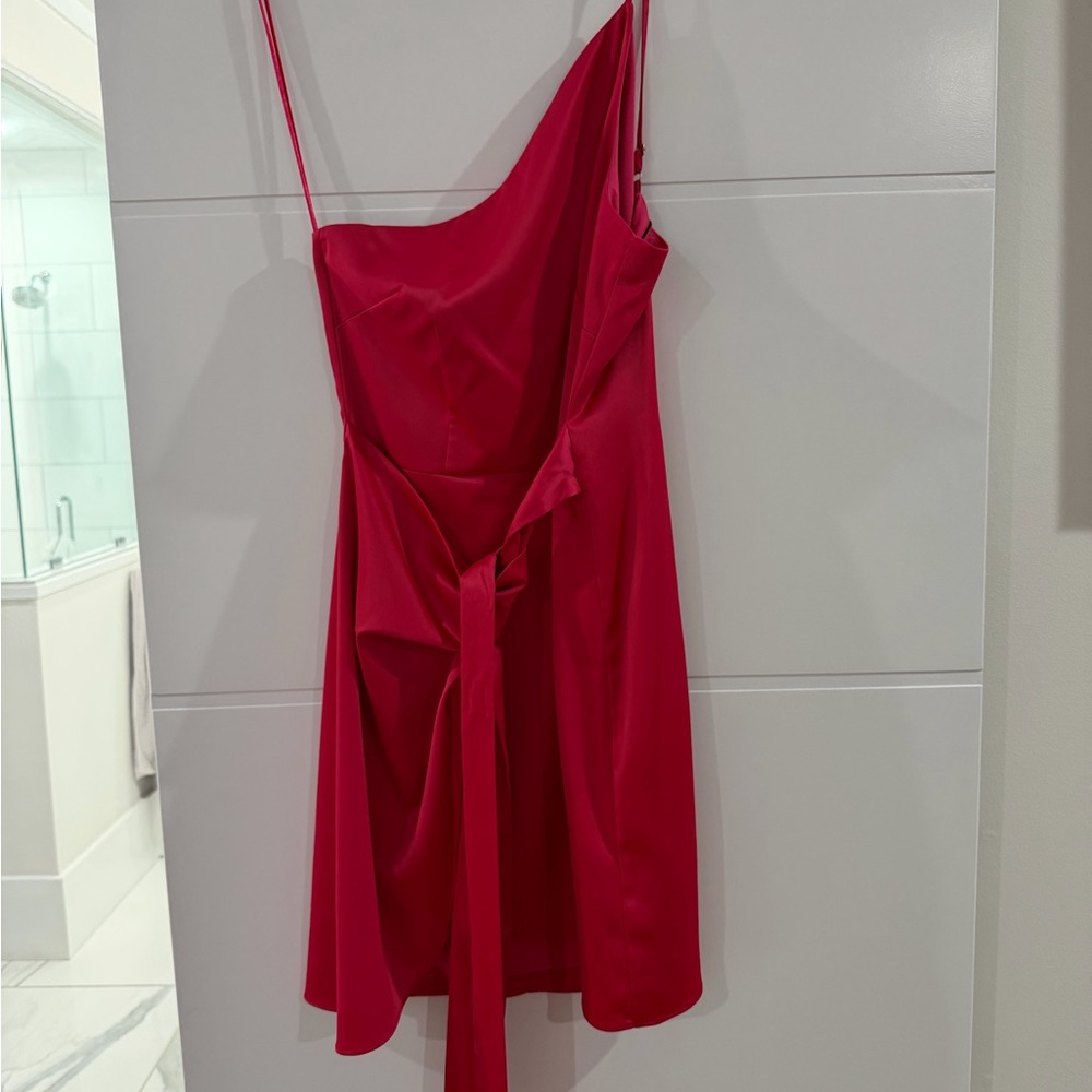 Gianni Bini Fuchsia One-Shoulder Satin Dress